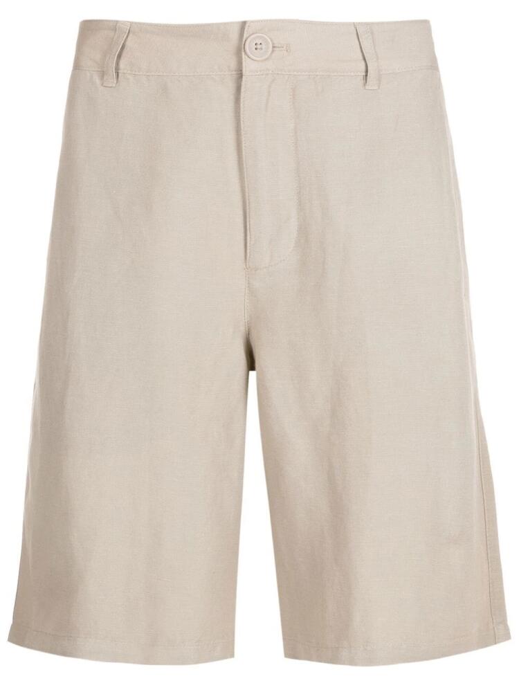 Armani Exchange straight-leg linen bermuda shorts - Neutrals Cover