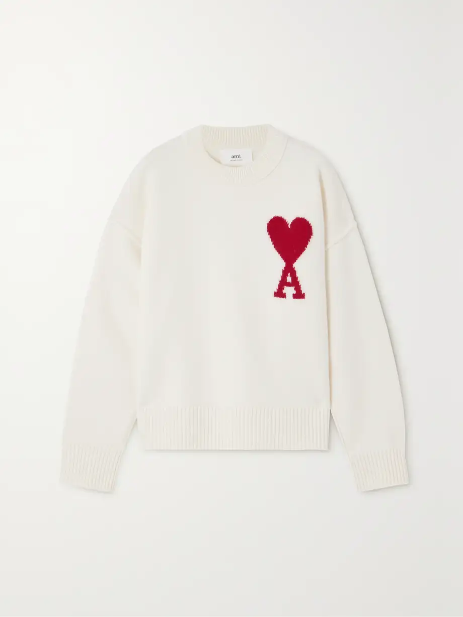 AMI PARIS - + Net Sustain Adc Intarsia Wool Sweater - White Cover