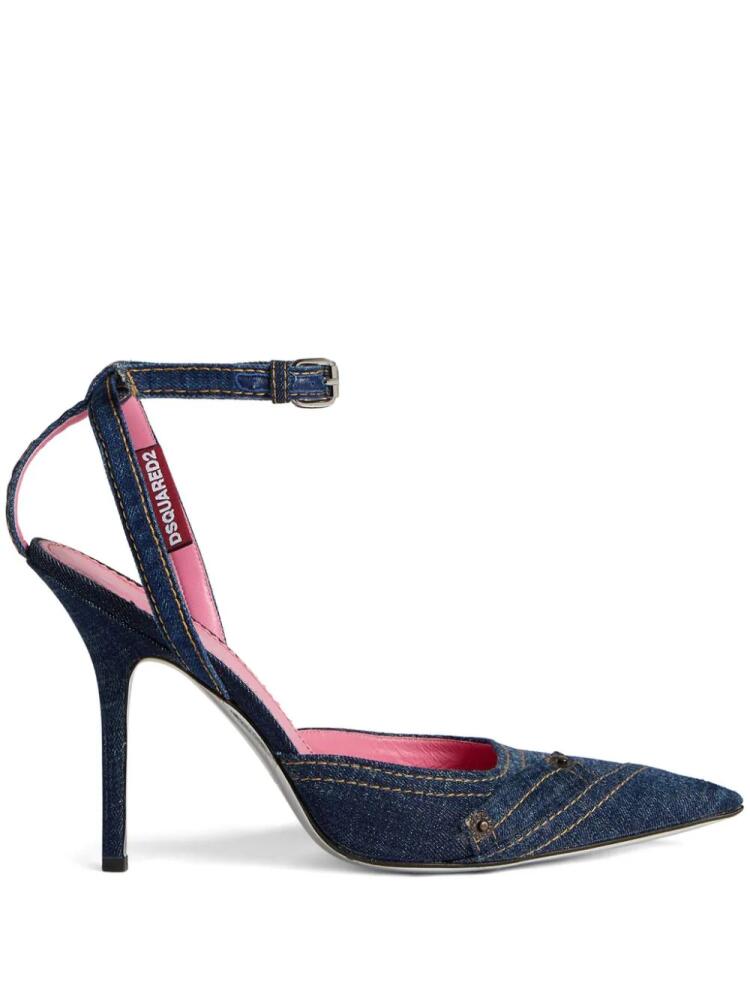 DSQUARED2 100mm pointed-toe denim pumps - Blue Cover