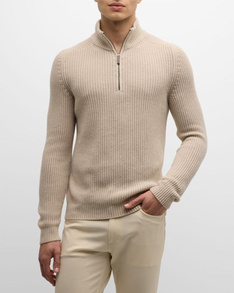 Iris Von Arnim Men's Cashmere Rib Quarter-Zip Sweater Cover