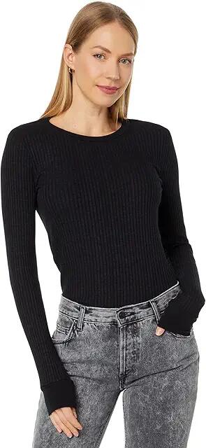 LAmade Davey Long Sleeve Crop Tee (Black) Women's Clothing Cover