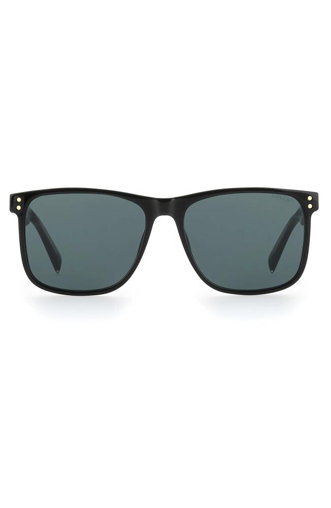 levi's 57mm Rectangle Sunglasses in Black/Green Cover