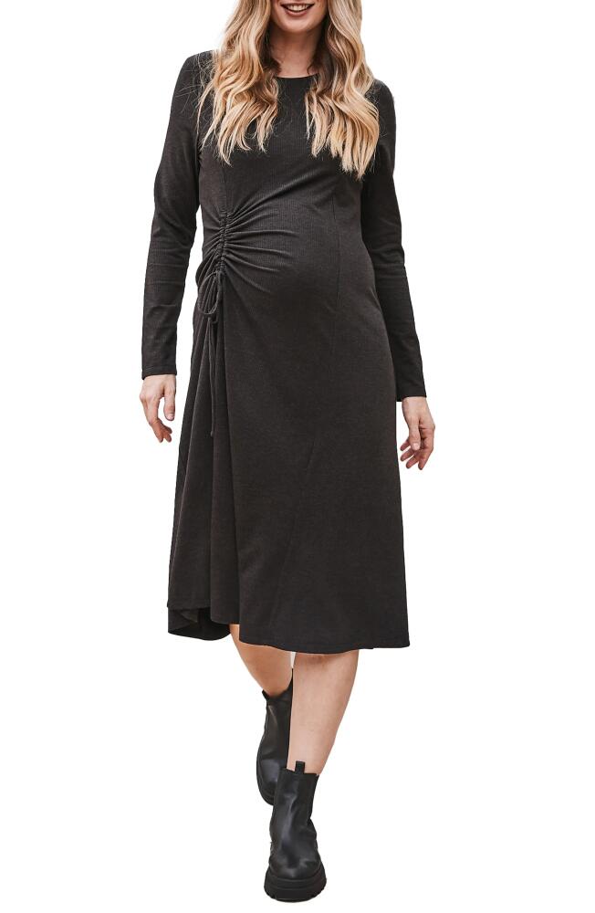 Angel Maternity Eloise Long Sleeve Knit Maternity Dress in Charcoal Cover