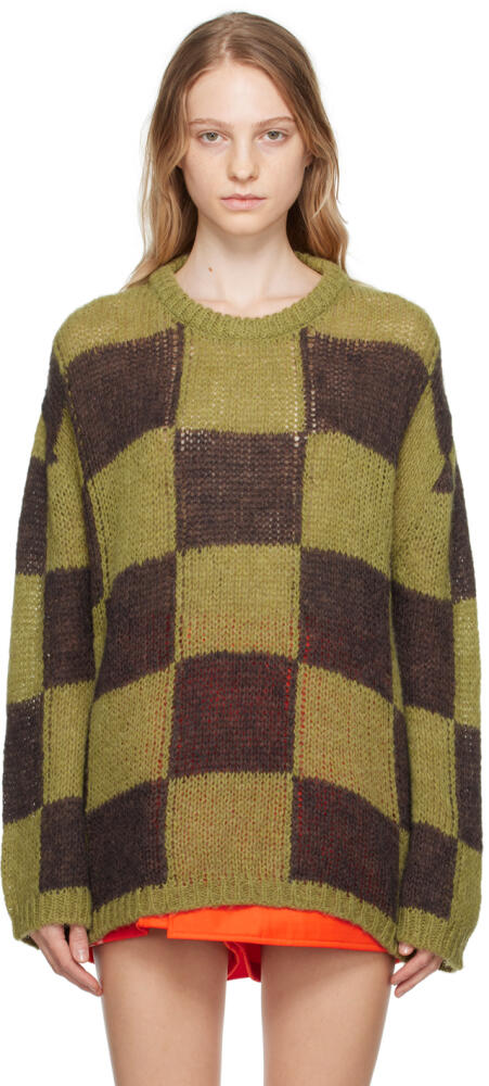 OPEN YY Green & Brown Checker Board Sweater Cover