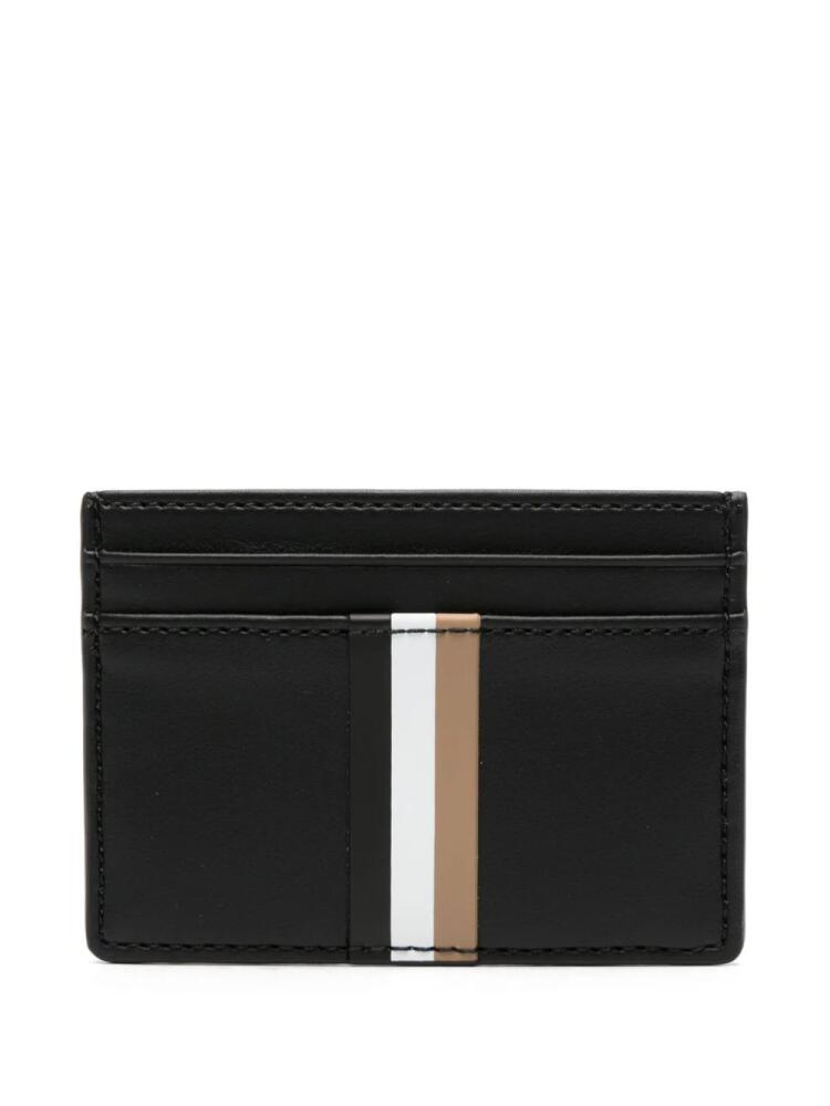 BOSS stripe-detail leather cardholder - Black Cover