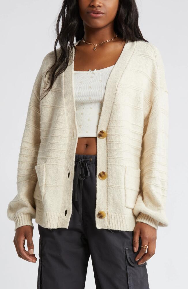 BP. Everyday V-Neck Cotton Blend Cardigan in Beige Oatmeal Light Heather Cover