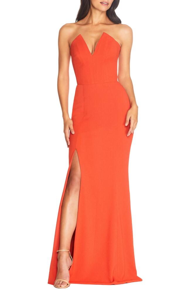 Dress the Population Fernanda Strapless Evening Gown in Poppy Cover