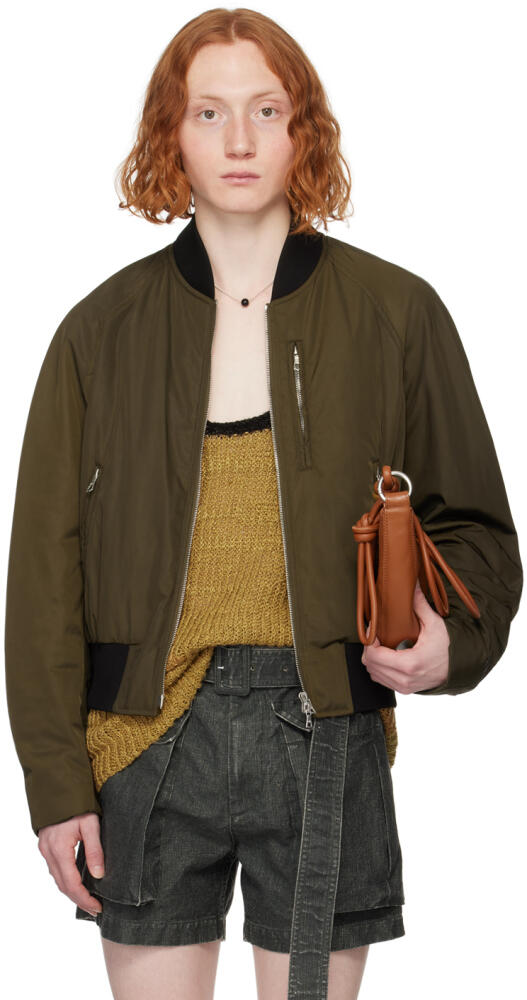 Dries Van Noten Khaki Padded Bomber Jacket Cover