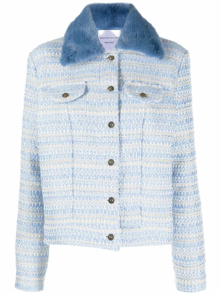 Madison.Maison faux fur-collar tweed jacket - Blue Cover