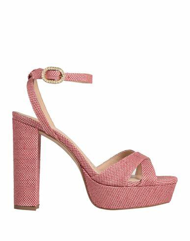 Pedro Miralles Woman Sandals Pastel pink Textile fibers, Natural raffia Cover