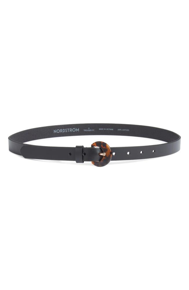 Nordstrom Blair Tortoiseshell Pattern Buckle Belt in Black Cover