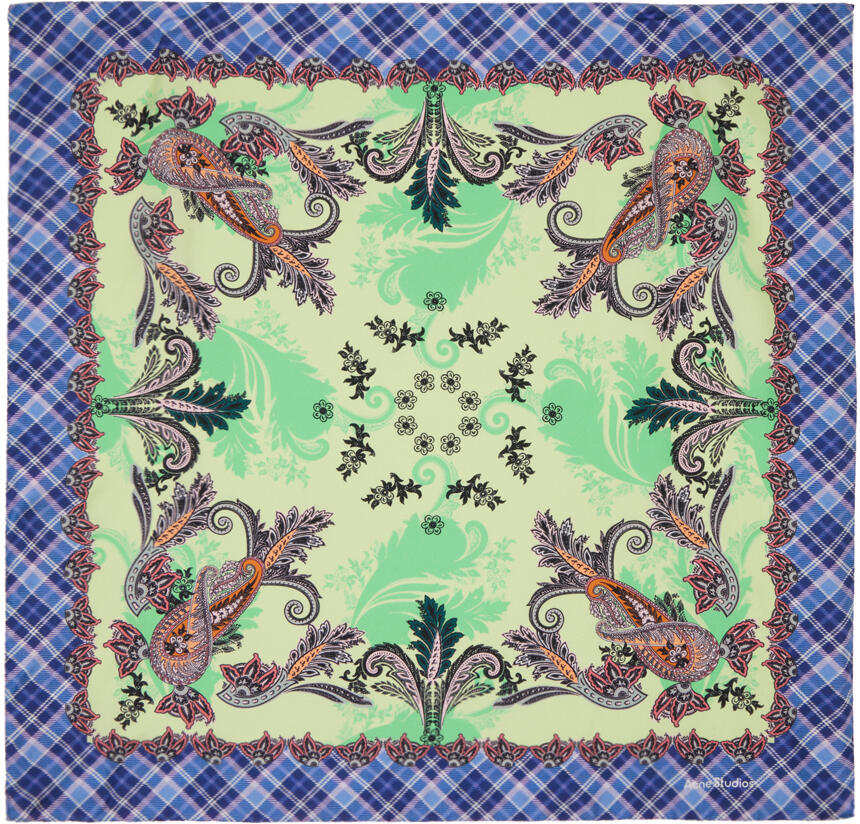 Acne Studios Green & Blue Printed Silk Scarf Cover