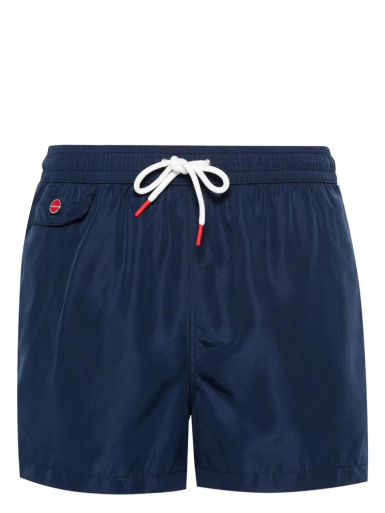 Kiton logo-embroidered swim shorts - Blue Cover