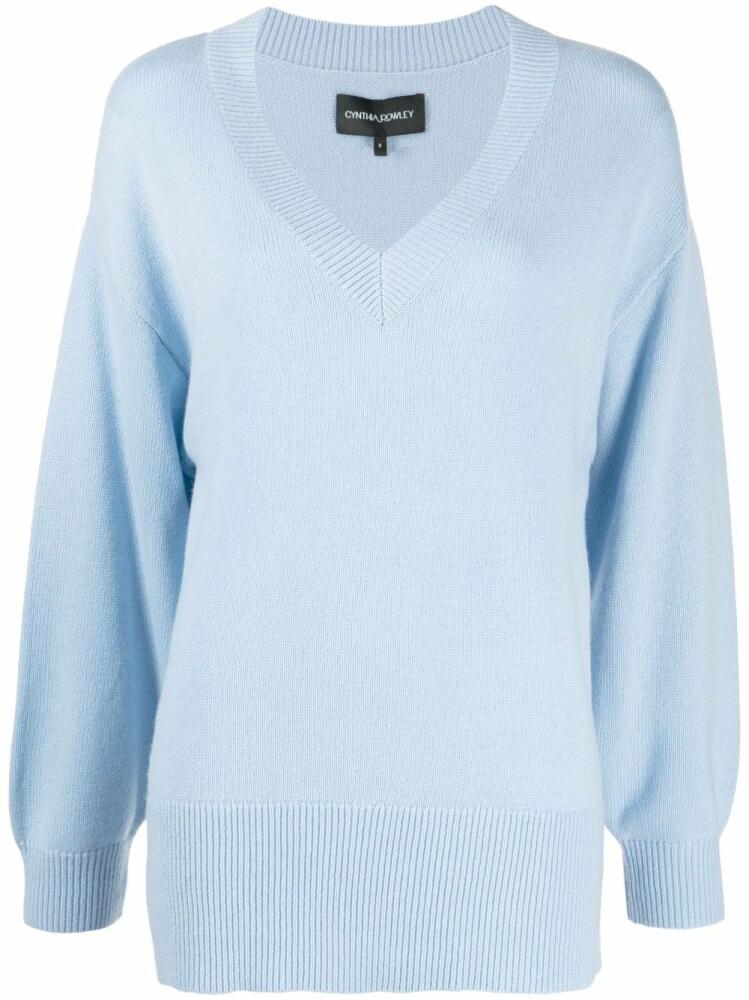 Cynthia Rowley ribbed-trim V-neck jumper - Blue Cover