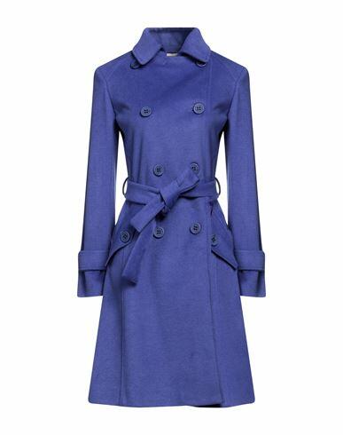 Yes London Woman Coat Purple Polyester, Viscose Cover