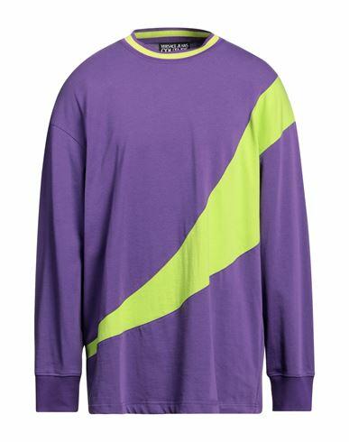 Versace Jeans Couture Man T-shirt Purple Cotton, Polyester, Polyamide, Elastane Cover