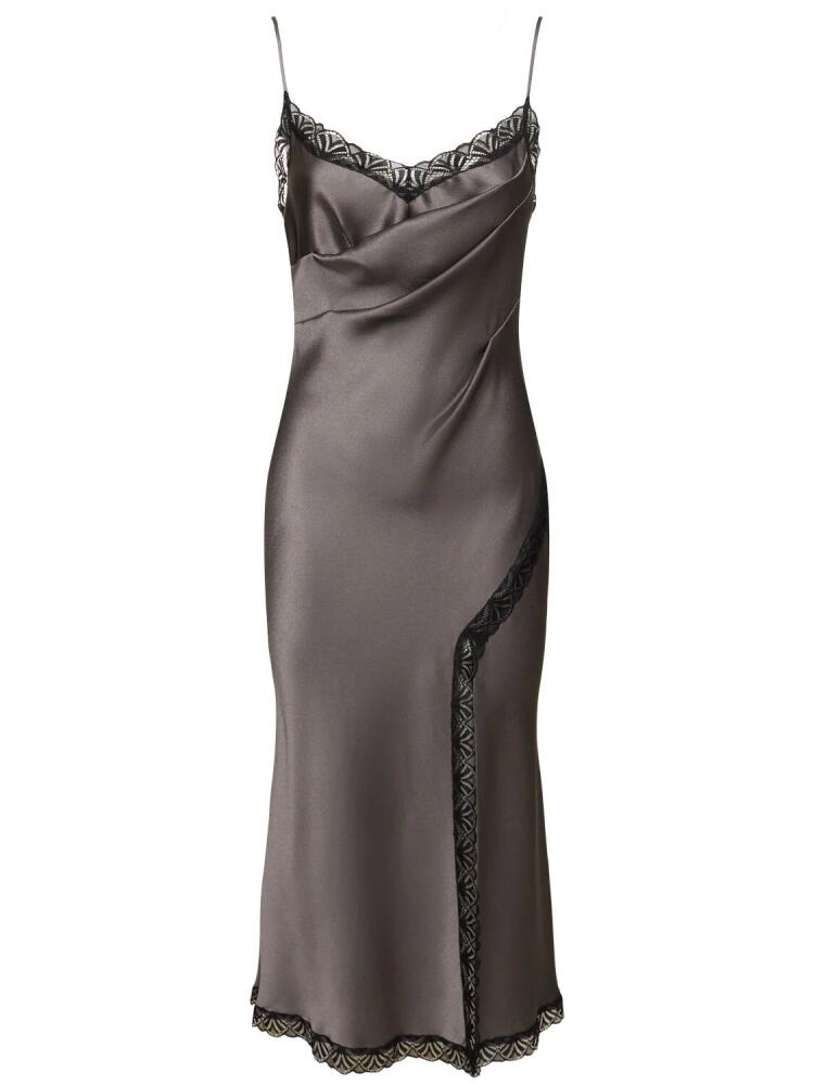 ALBERTA FERRETTI Satin & Lace Midi Dress Cover