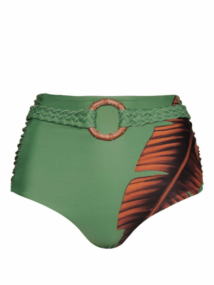 Johanna Ortiz Cumbi leaf-print bikini bottoms - Green Cover