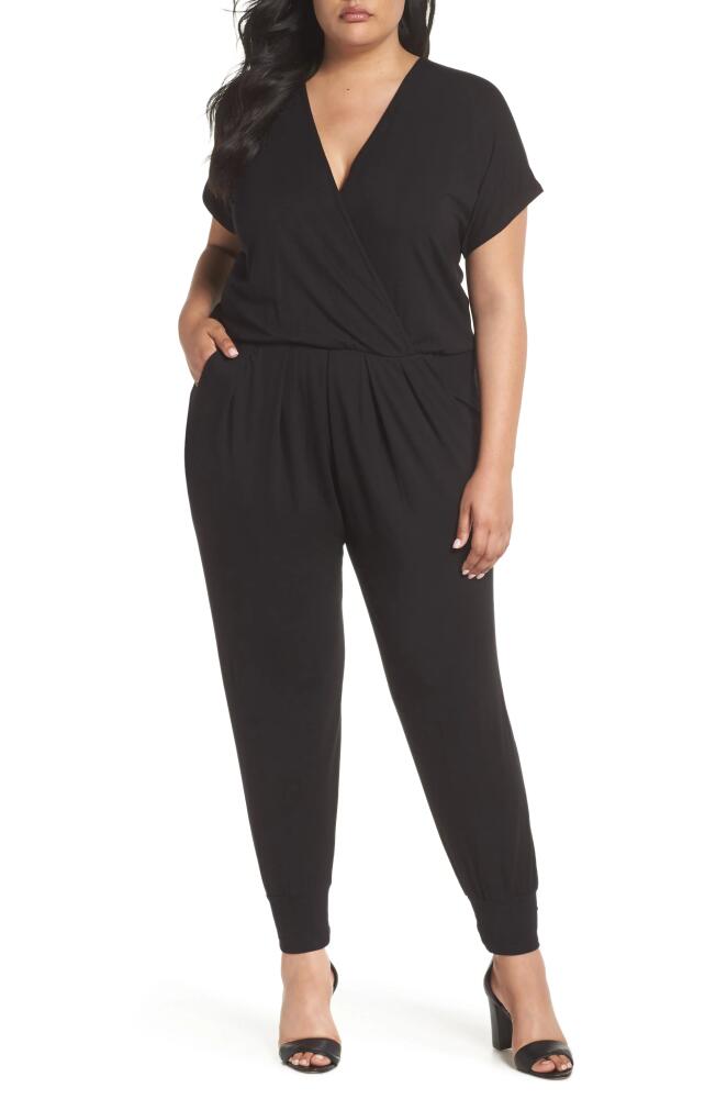 Loveappella Short Sleeve Wrap Top Jumpsuit in Black Cover