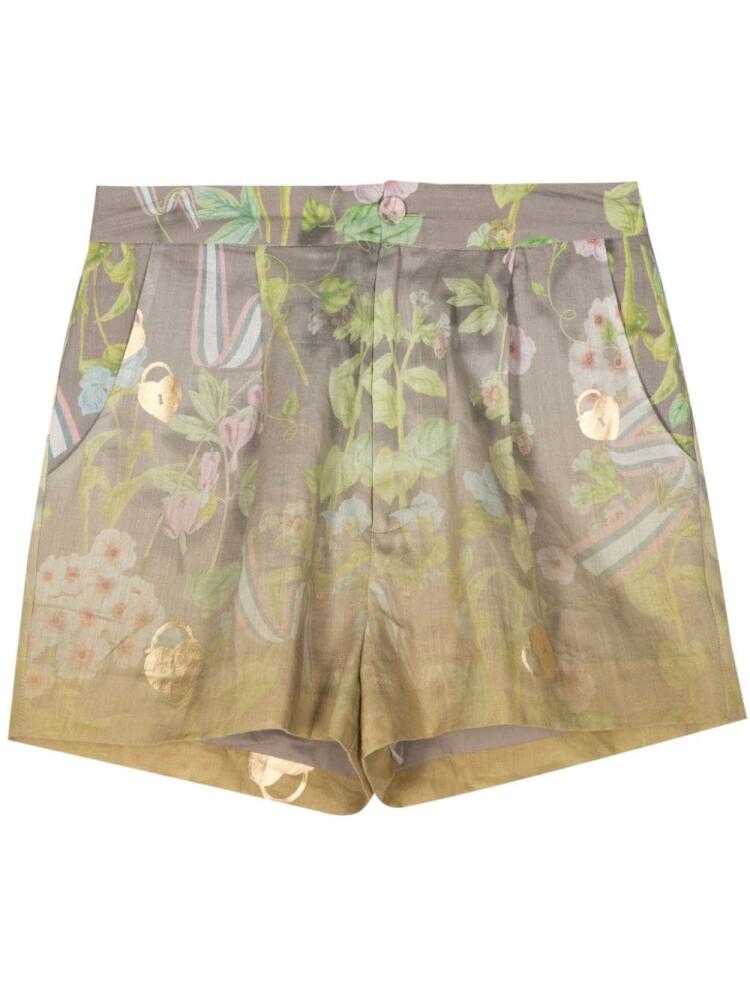 Cynthia Rowley floral-printed faded-effect shorts - Grey Cover