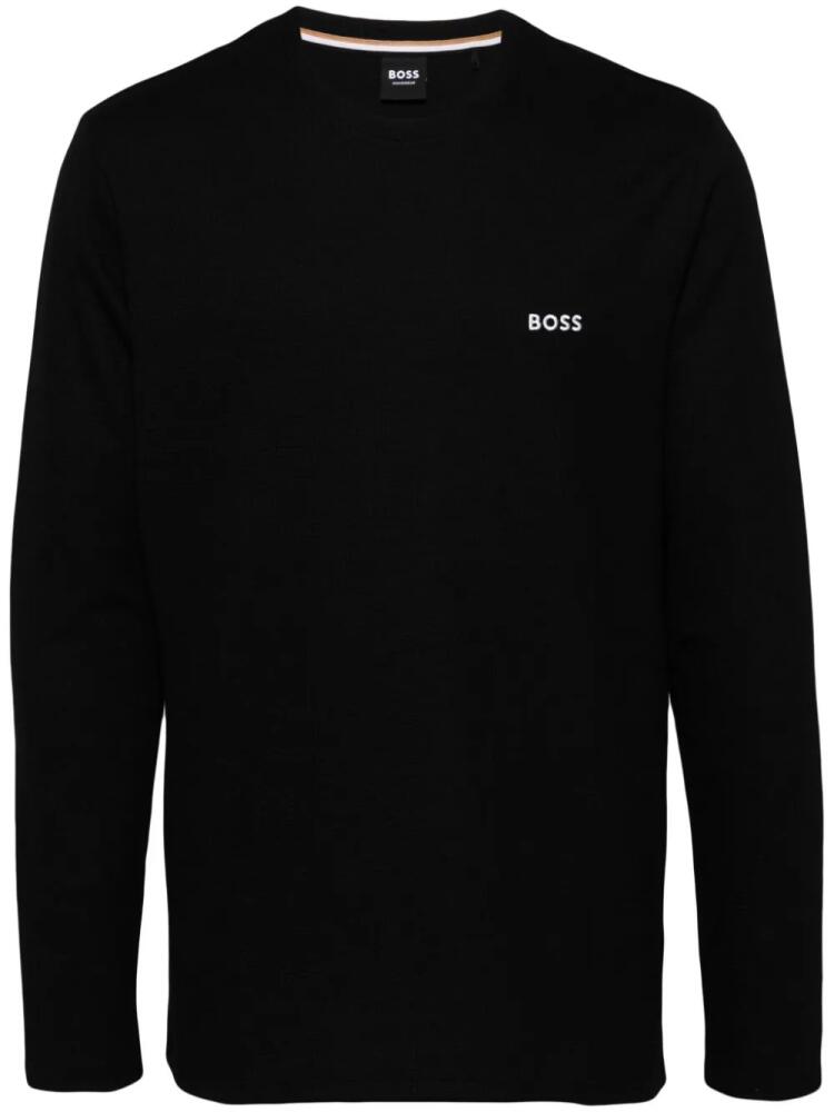 BOSS embroidered-logo pyjama T-shirt - Black Cover