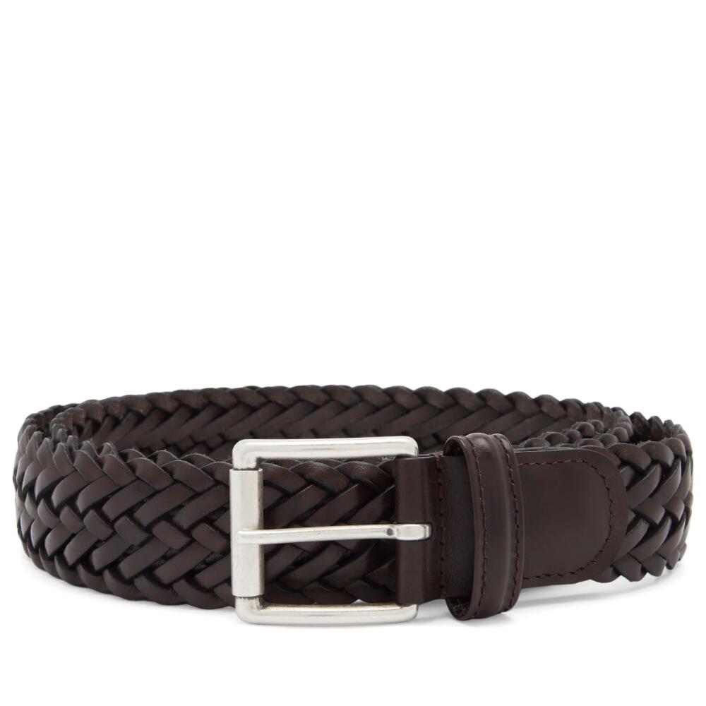 Anderson's Men's Woven Leather Belt in Dark Brown Cover