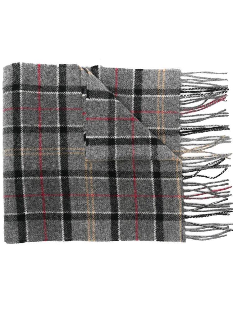 Barbour fringed tartan lambswool scarf - Grey Cover