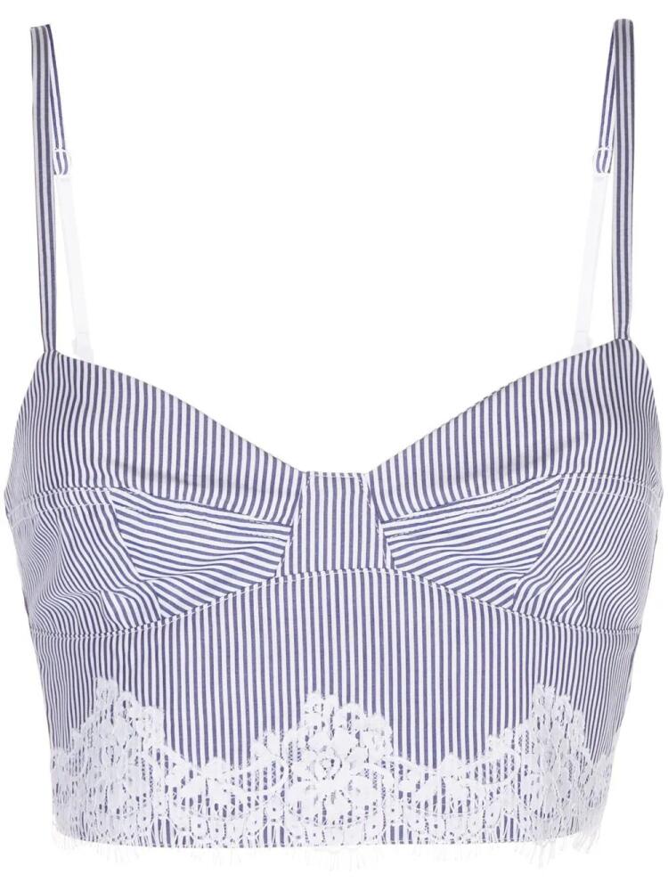 ERMANNO FIRENZE lace-trim cropped bra top - Blue Cover