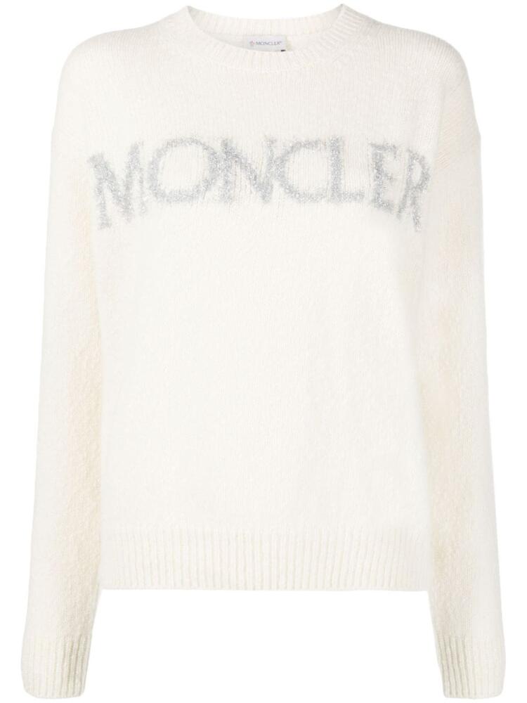 Moncler metallic logo-intarsia jumper - White Cover