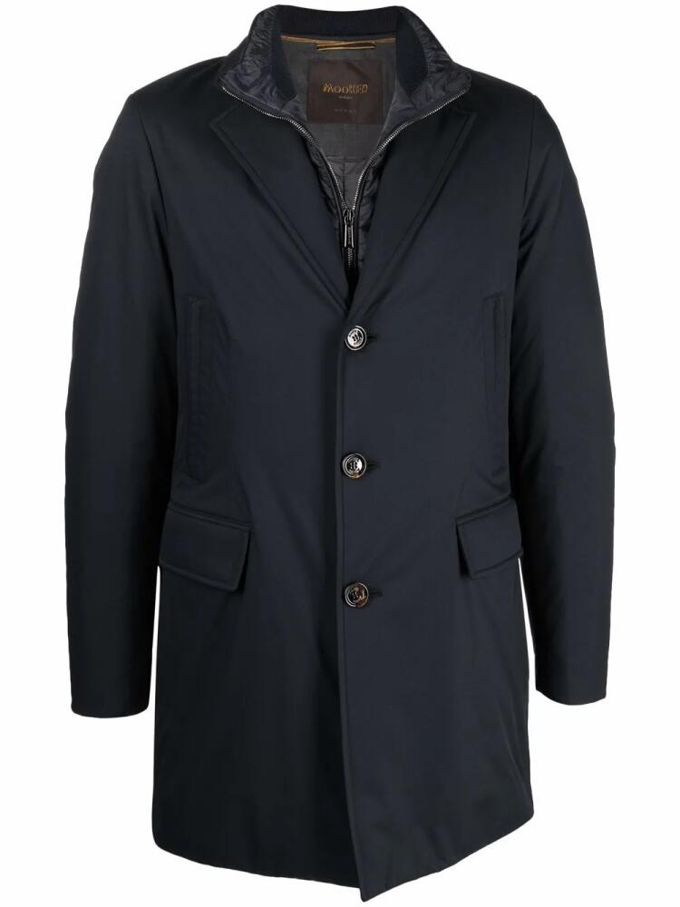 Moorer layered button-front coat - Blue Cover