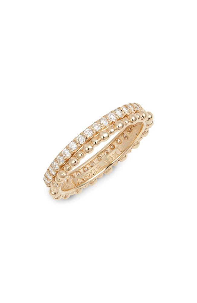 Anzie Dew Drop Pavé Diamond Double Eternity Band in Gold/Diamond Cover