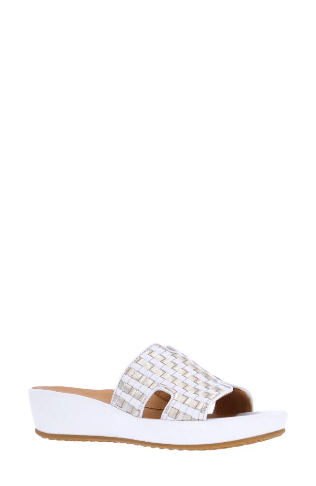 L'Amour des Pieds Cusaro Platform Wedge Slide Sandal in White/Gold Cover