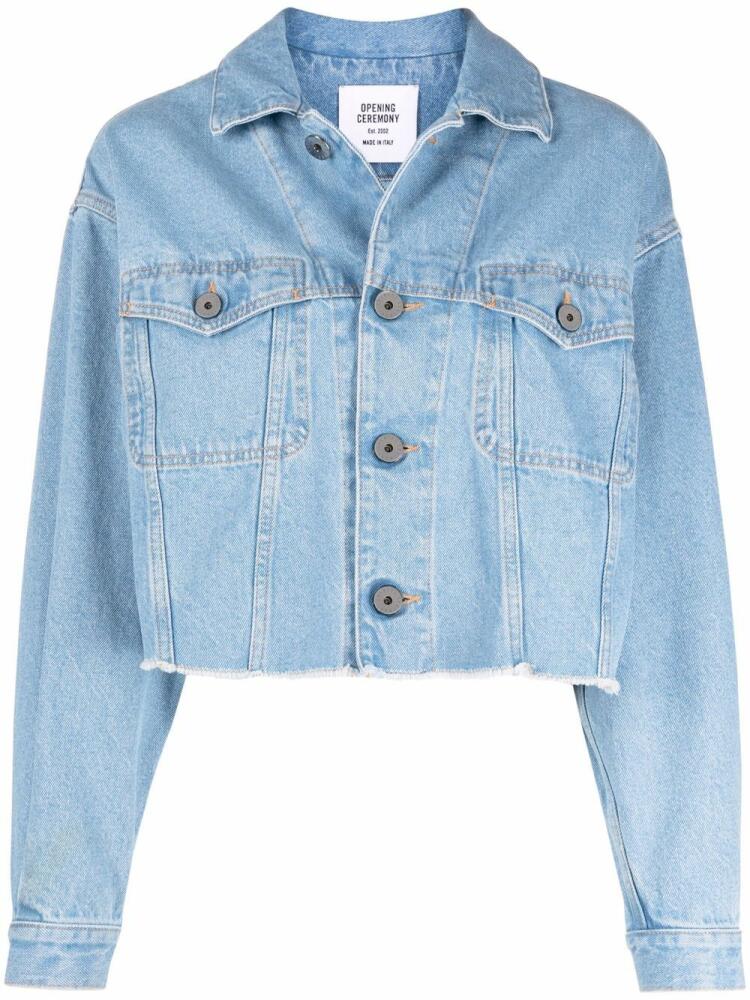 Opening Ceremony logo-print cropped denim jacket - Blue Cover