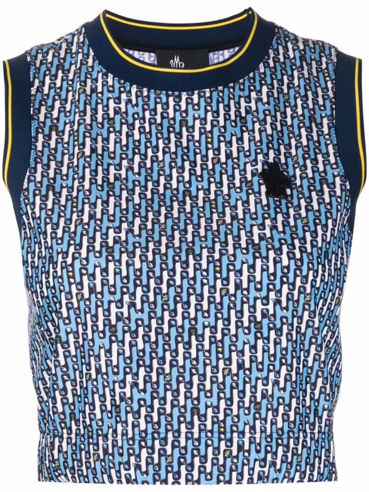 Moncler Grenoble abstract-pattern cropped tank top - Blue Cover