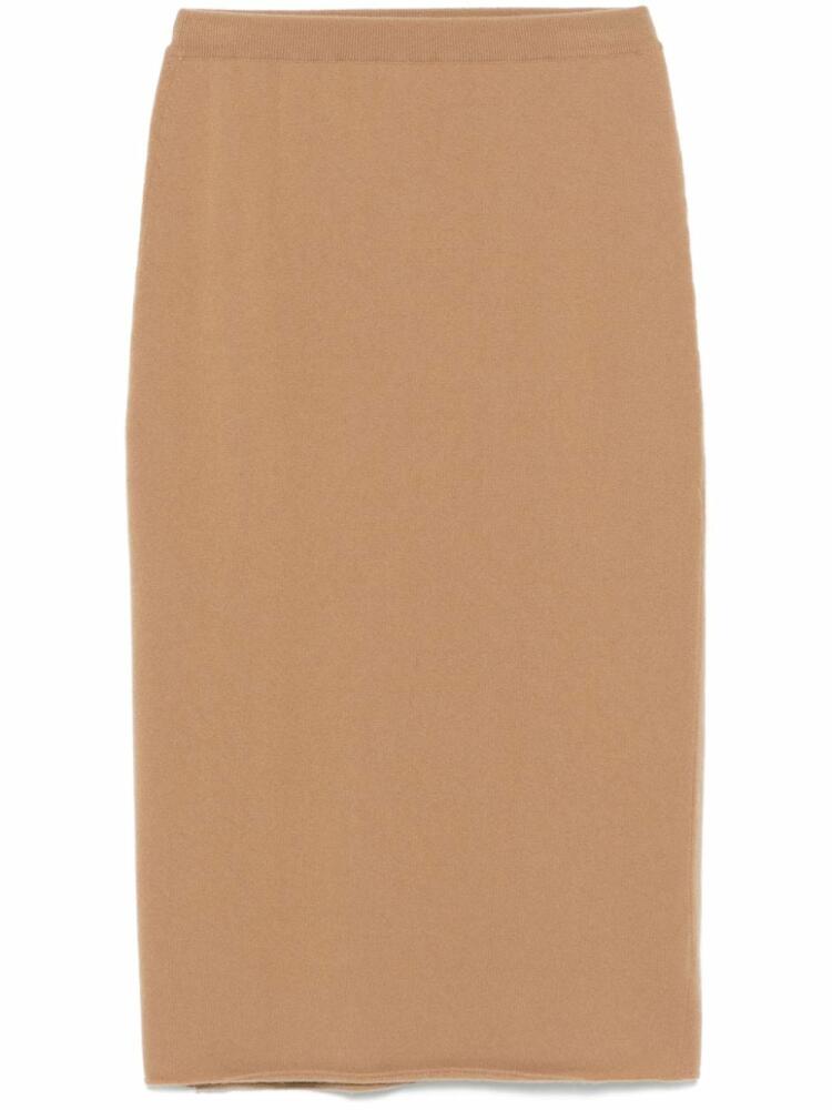 Nude knitted midi skirt - Brown Cover