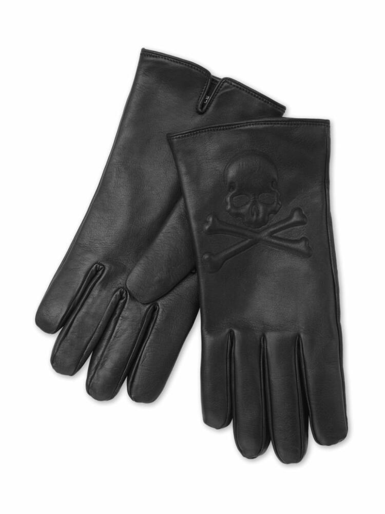 Philipp Plein skull-patch leather gloves - Black Cover