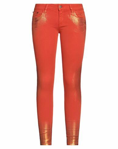 Cycle Woman Pants Orange Cotton, Elastane Cover