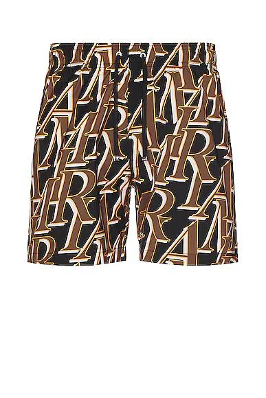 Amiri Stacked Print Swim Trunks in Black Cover