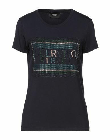 Scervino Woman T-shirt Midnight blue Viscose, Elastane Cover