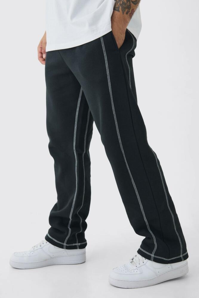 boohoo Mens Relaxed Fit Contrast Stitch Sweatpant - Black Cover