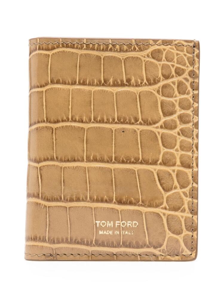 TOM FORD crocodile-embossed bi-fold wallet - Neutrals Cover