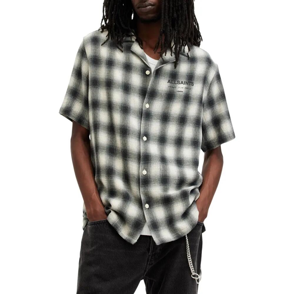 AllSaints Underground Shadow Check Camp Shirt in Off White Cover