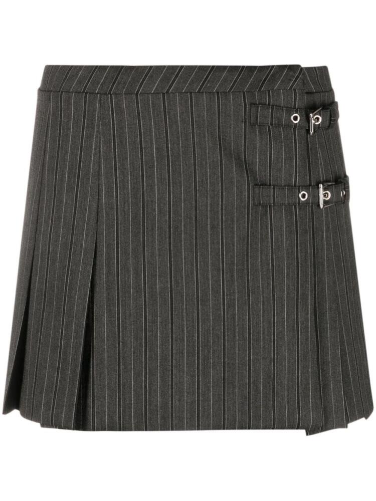 Alessandra Rich pleated virgin wool-blend miniskirt - Grey Cover