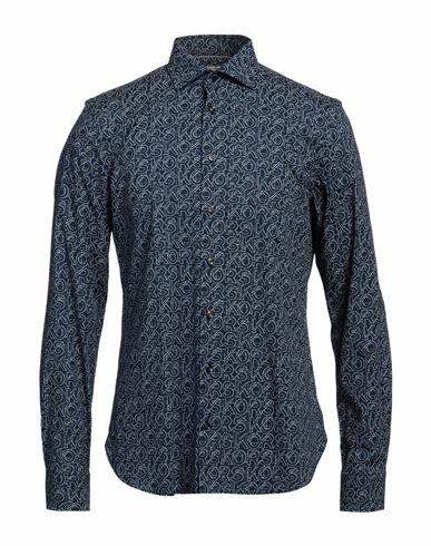 Michael Kors Mens Man Shirt Midnight blue Cotton, Elastane Cover