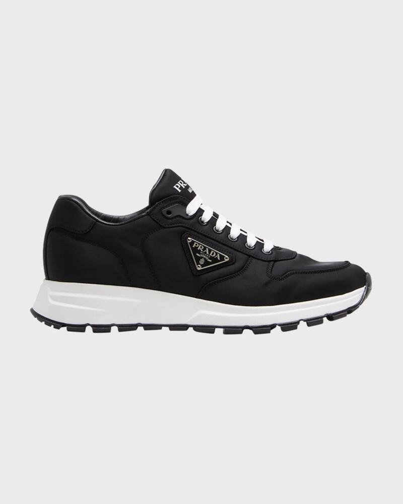 Prada Men's Prax Triangle Logo Nylon Low-Top Sneakers Cover