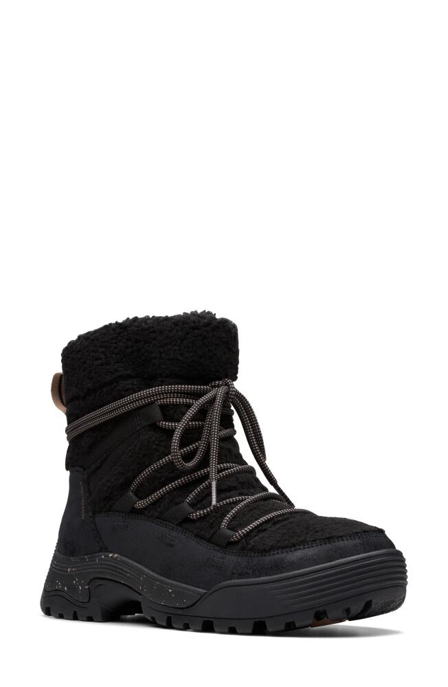 Clarks(r) ATL Hike Up Waterproof Faux Shearling Boot in Black Wlinedcomb Cover