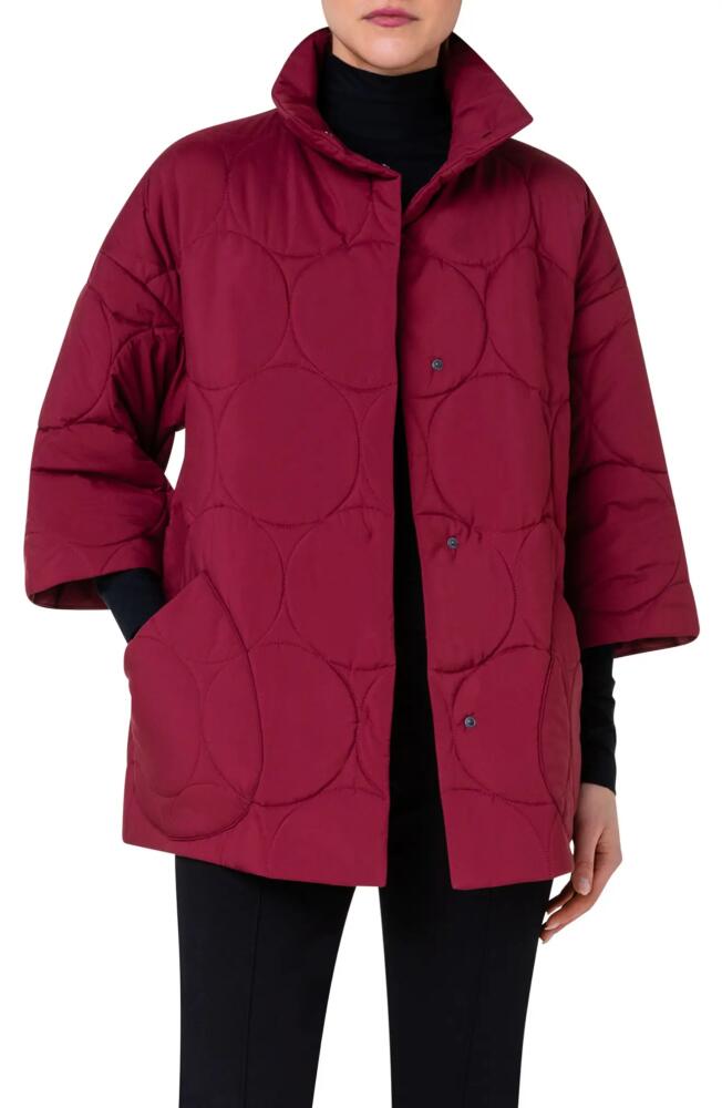 Akris punto Quilted Kimono Sleeve Jacket in 068 Garnet Cover