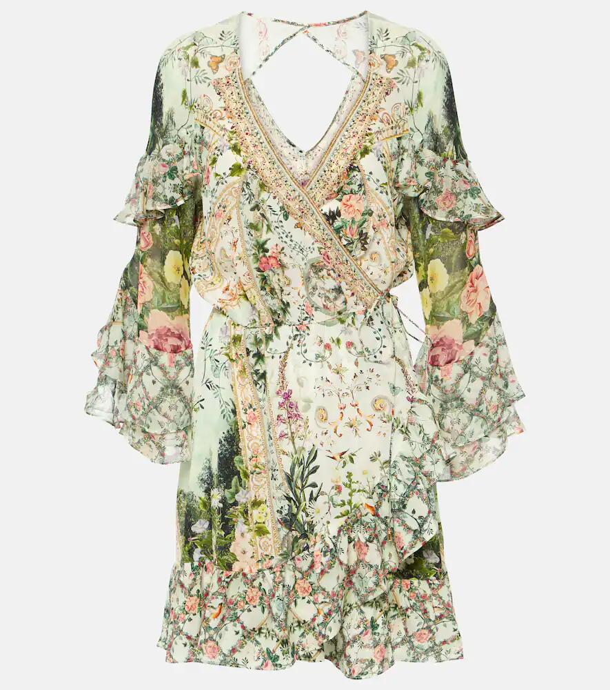 Camilla Ruffled floral silk crêpe wrap dress Cover