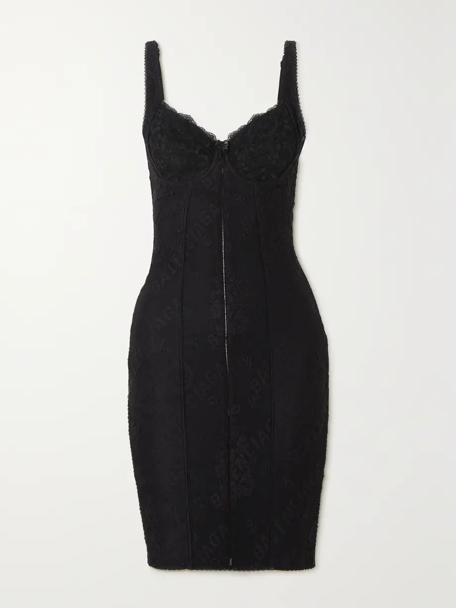 Balenciaga - Paneled Stretch-lace Mini Dress - Black Cover