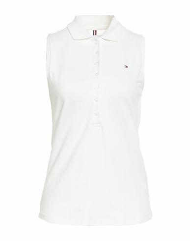 Tommy Hilfiger Woman Polo shirt White Cotton, Elastane Cover